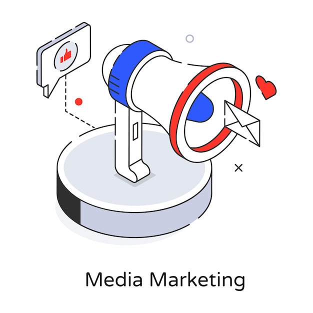 Download isometric icon of media marketing