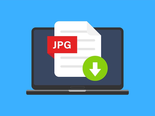 Download JPG-knop Downloadpictogram voor internetpagina Bestand met JPG-label en pijl-omlaag