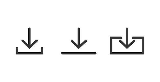 Icona di linea di download e simbolo di installazione