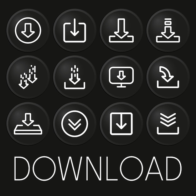 Vector download minimal vector icon on 3d button isolated on black background premium vectorxd