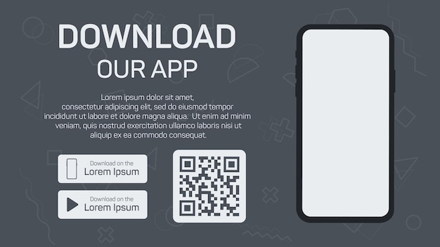모바일 Ui 및 Ux용 회색 배경 앱 광고 배너 전화 모형 다운로드
