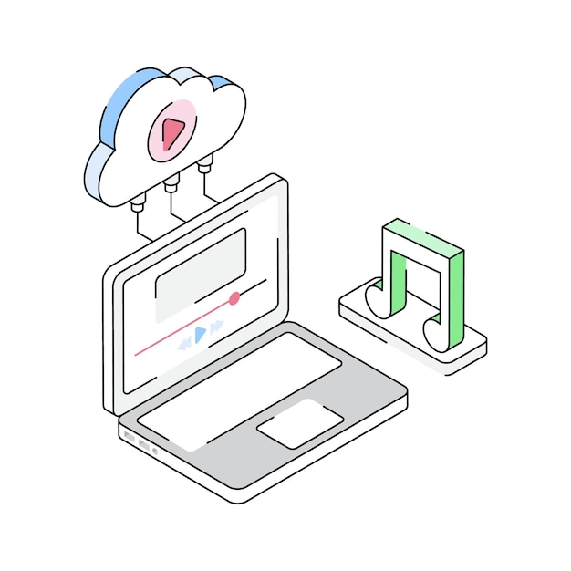 Download out premium isometric icon of cloud music