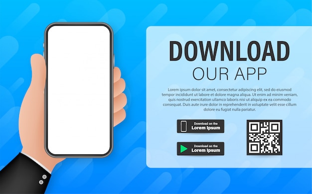 Vector download page of the mobile app. empty screen smartphone for you app. download app.   illustration