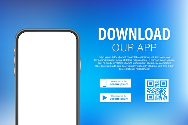 Vector download page of the mobile app. empty screen smartphone for you app. download app. vector stock illustration.