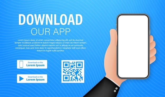 download page of the mobile app. empty screen smartphone for you app. download app. vector stock illustration.