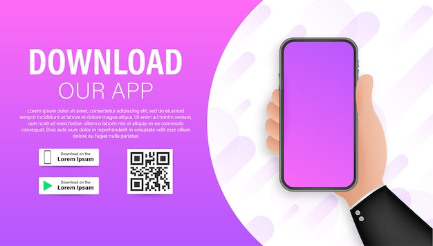 download page of the mobile app. empty screen smartphone for you app. download app