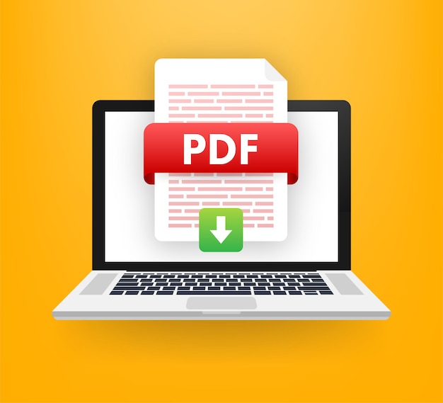 Кнопка «загрузить pdf» загрузка концепции документа файл с меткой pdf и стрелкой вниз