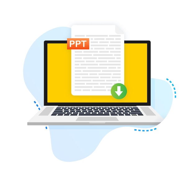 Download ppt-knop documentconcept downloaden bestand met ppt-label en pijl-omlaag