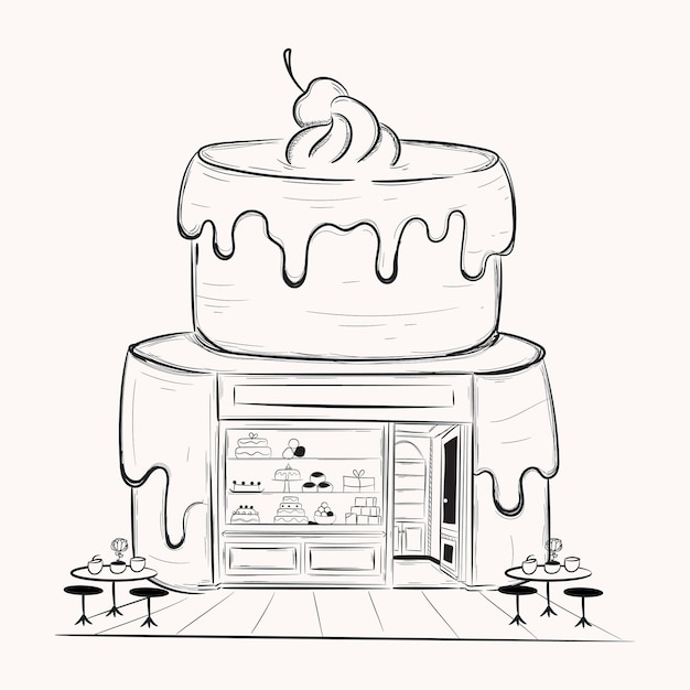 Download premium hand drawn illustration of cake shop