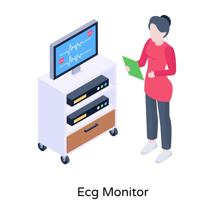 Vector download premium illustration of ecg monitor in isometric design
