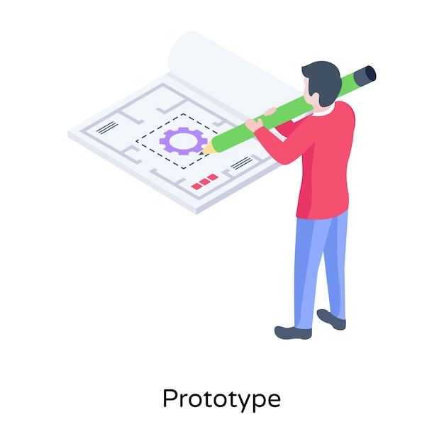 Vettore scarica l'illustrazione isometrica premium del modello di business prototipo