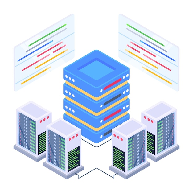 ビットコインストレージネットワークのプレミアム品質のアイソメトリックアイコンをダウンロード