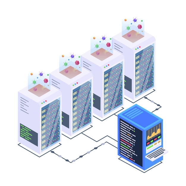 Download premium quality isometric icon of bitcoin storage network