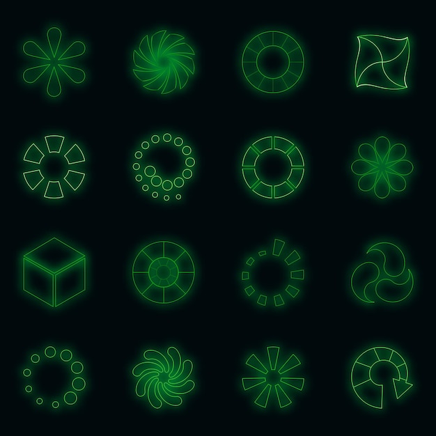 Download status icons set vector neon