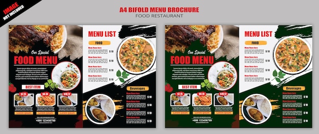 Bifoldパンフレットでレストランメニューテンプレートデザインベクトルファイルをダウンロード