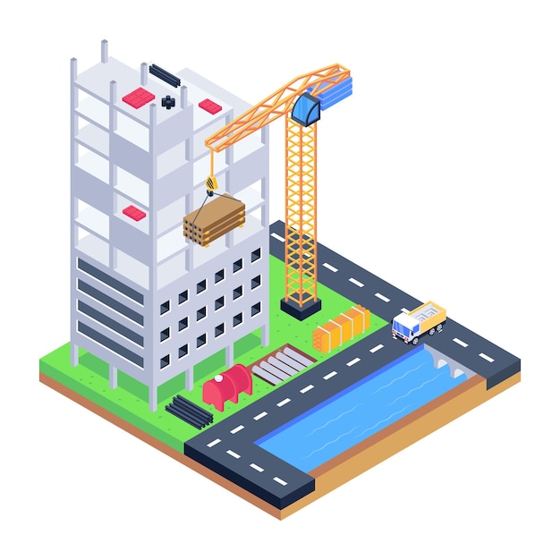建設用建物のこの驚くべき等角図をダウンロードしてください