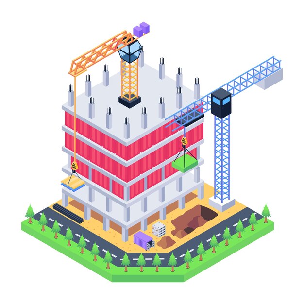建設用建物のこの驚くべき等角図をダウンロードしてください