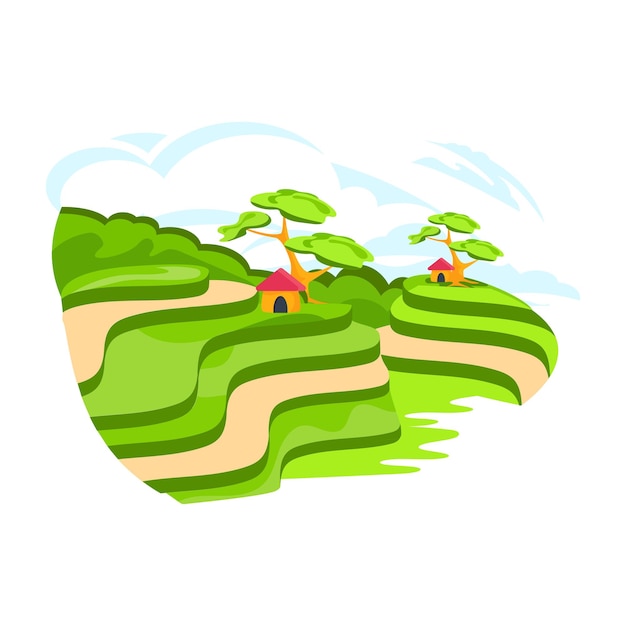 Download this beautiful flat illustration of a hill station