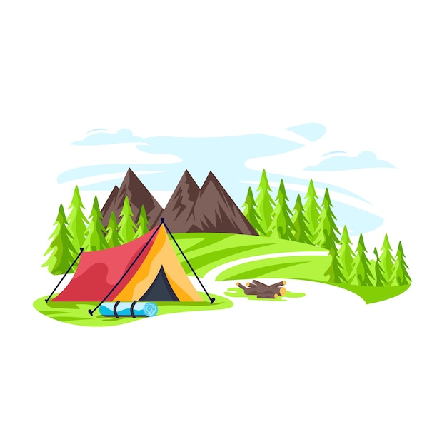 Download this beautiful flat illustration of a hill station