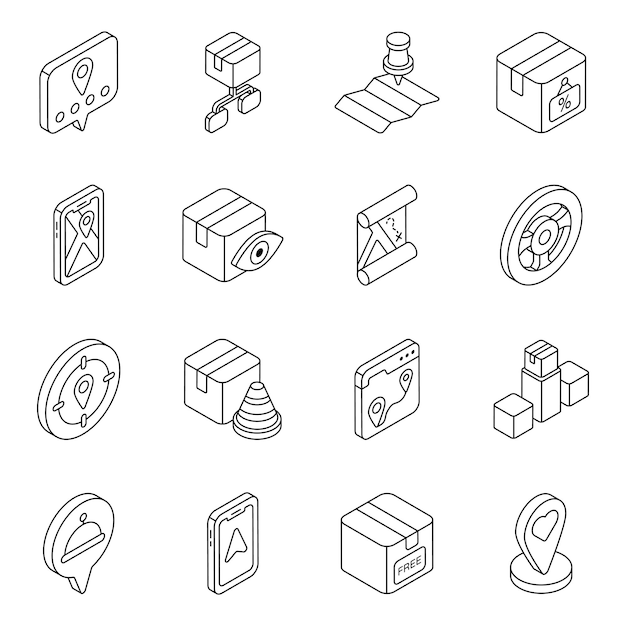 Загрузите этот набор логистических икон Он содержит концепции грузовых услуг в плоских векторных иконах