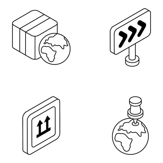 Загрузите этот набор логистических икон Он содержит концепции грузовых услуг в плоских векторных иконах