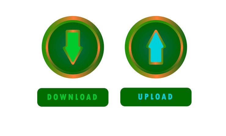 Vector download and upload button with modern style suitable for your website