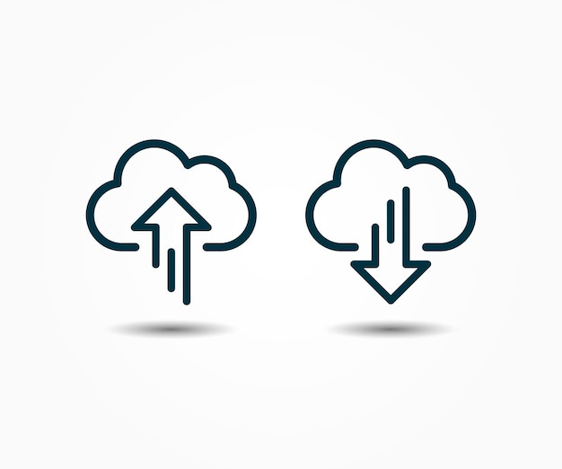 Загрузите и загрузите значок облачного вектора и символ облачного хранилища