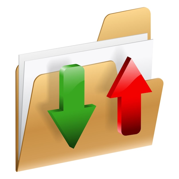 Scarica e carica l'icona della cartella con la freccia isolata sul vettore bianco