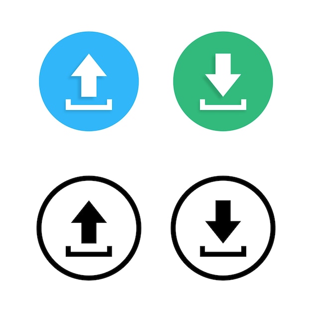 Vector download and upload icons modern and line style