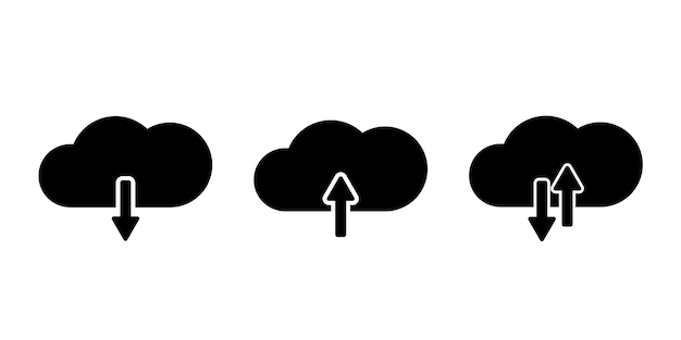 ベクトル記号のダウンロードとアップロード 雲天気アイコン空イラストを設定します