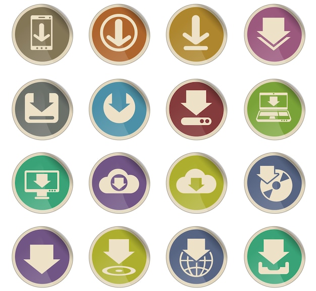 Download vector icons in the form of round paper labels