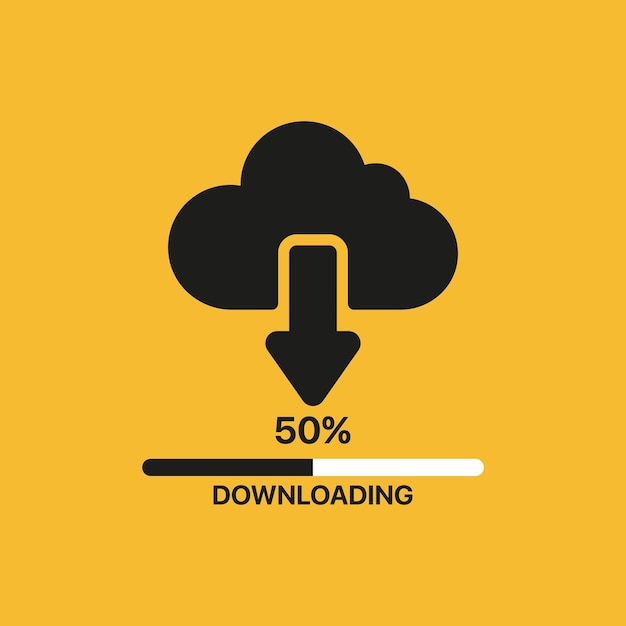 Download vector illustration File download 50 percent cloud cloud storage download arrow Loading concept Vector line icon for Business and Advertising