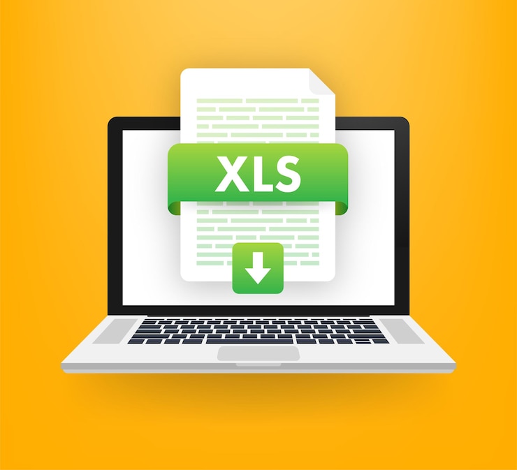 Vector download xls button downloading document concept file with xls label and down arrow sign
