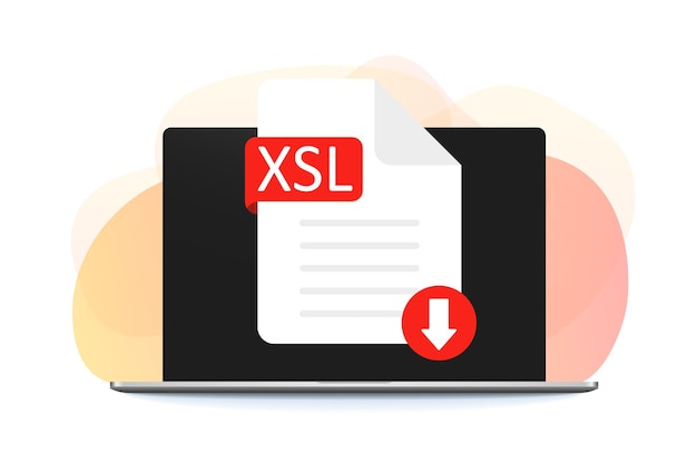 Download XSL icon file with label on screen computer. Downloading document concept.