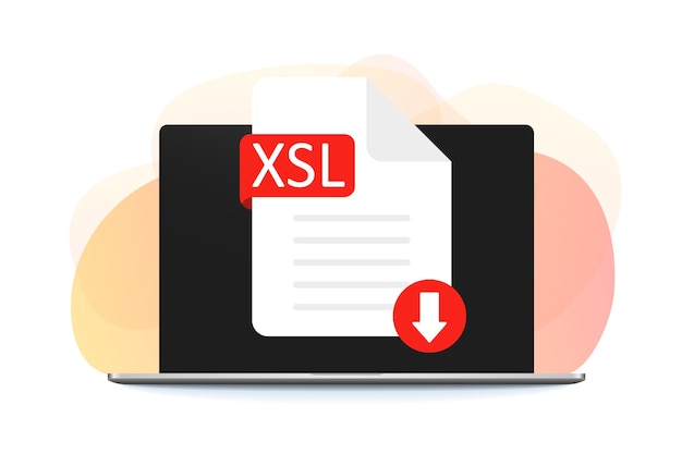 Download xsl icon file with label on screen computer. downloading document concept.