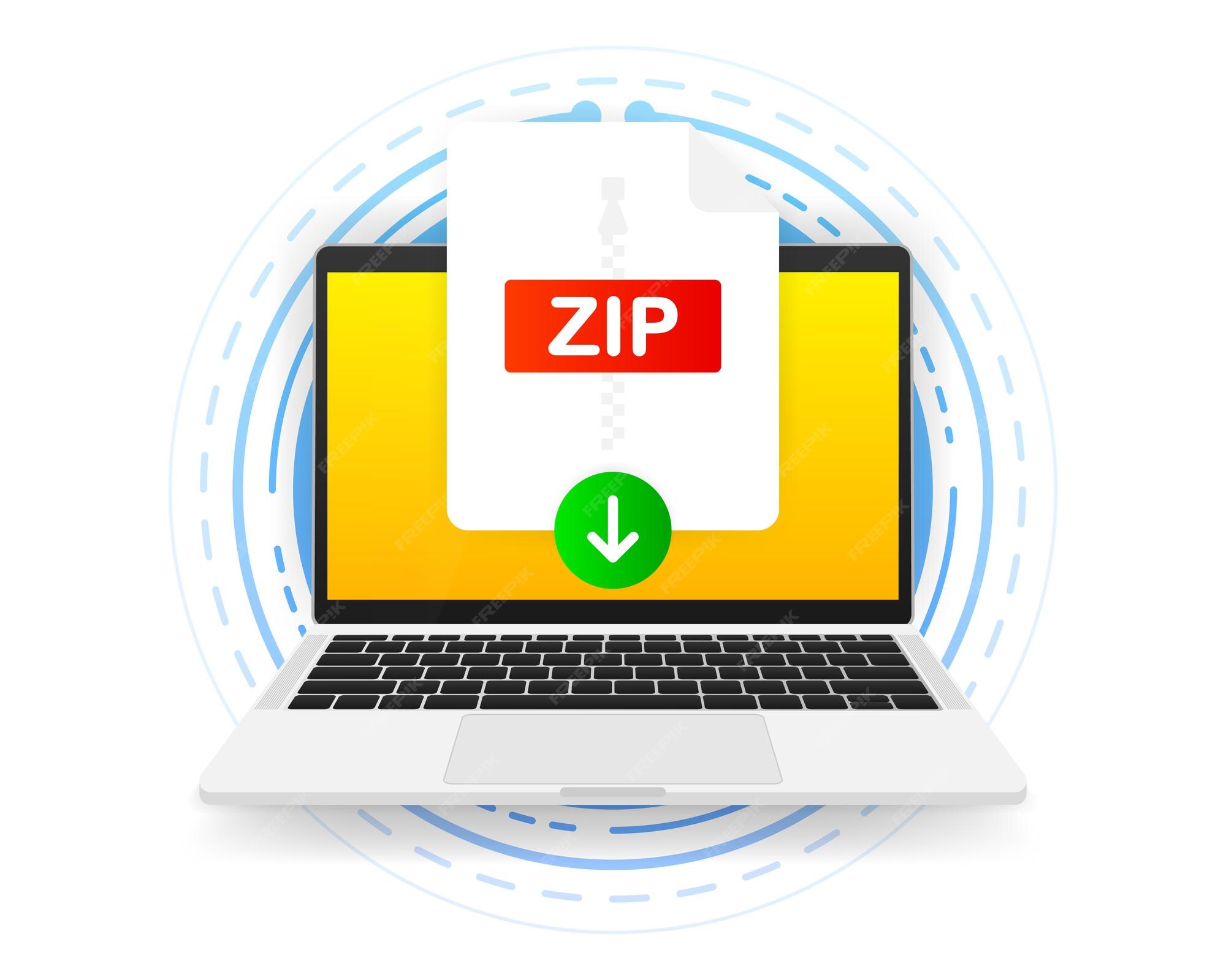 Загрузите Zip-Файл С Ярлыком На Экране Компьютера. Загрузка.