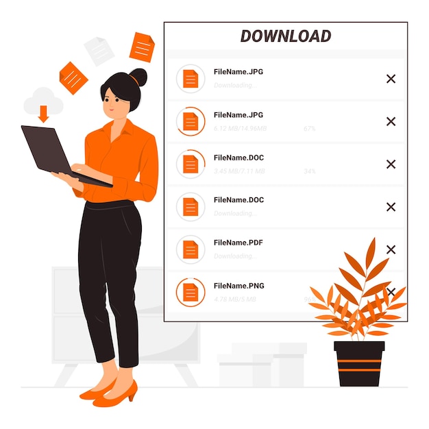 Downloading file concept illustration