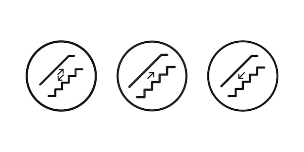 任意の目的のための階下または上の階のロゴ上下の階段階段ベクトル アイコン