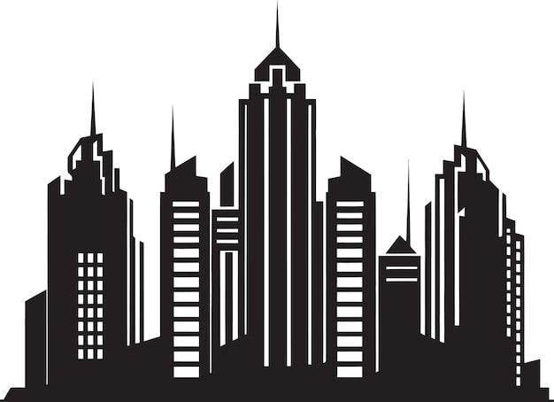 Вектор Центр города небоскреб эмблема многоэтажный городской пейзаж вектор икона городская линия башня силуэт многоэтажный бу