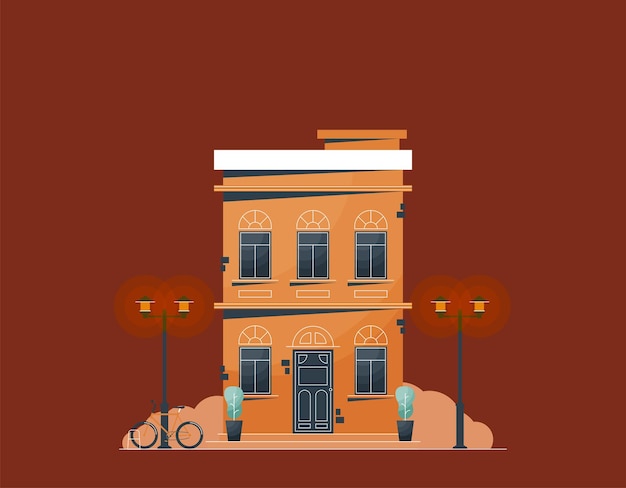 Vector downtown vector building illustration isolated on background