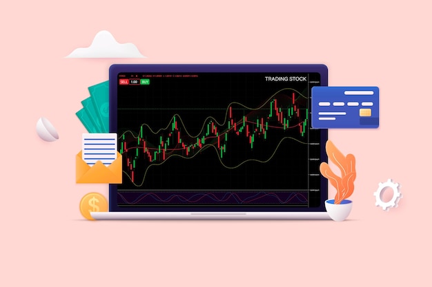 Concetto isometrico piatto 3d del mercato di tendenza al ribasso per il volantino della pagina di destinazione dell'illustrazione del sito web dell'insegna