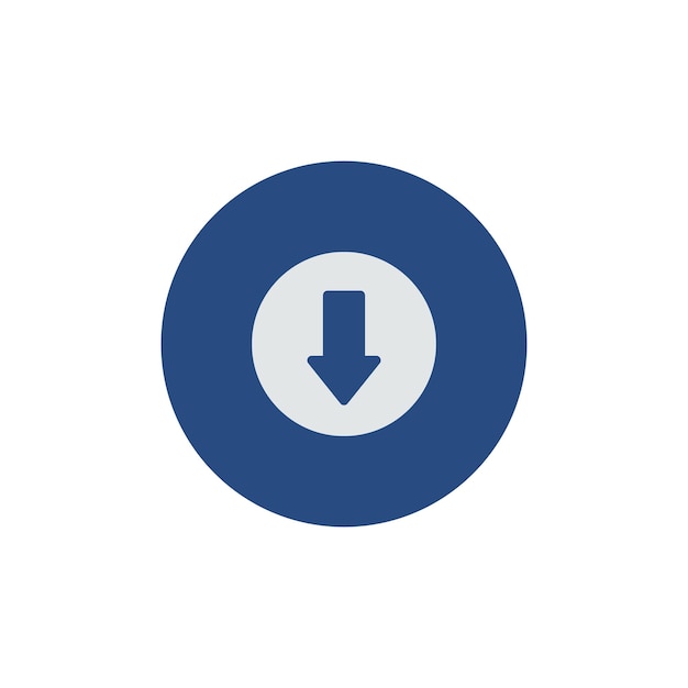 Vector downward arrow icon in blue circle