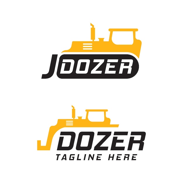 Vector dozer logo set vector illustration template bulldozer