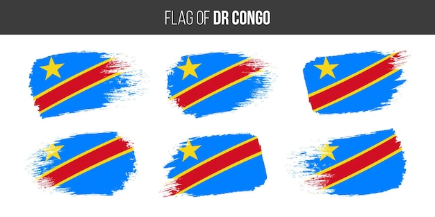 Bandiere del congo della repubblica democratica del congo illustrazione vettoriale del grunge del tratto di pennello bandiera del congo democratico isolata su bianco