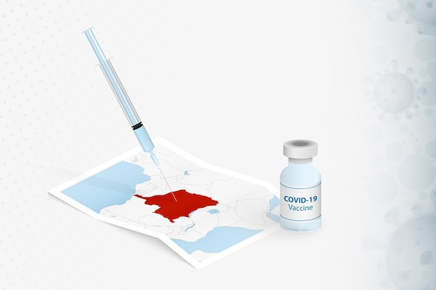 Dr 콩고 백신 접종, Dr 콩고 지도의 Covid-19 백신 주사.