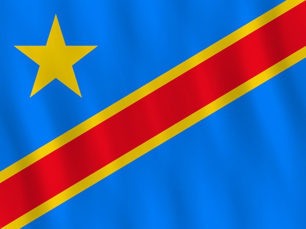 DR Congo vlag met golvend effect, officiële verhouding.