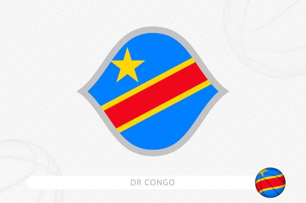 Vector dr congo-vlag voor basketbalcompetitie op grijze basketbalachtergrond.