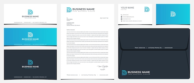 DR signal logo with stationery business card and social media banner designs