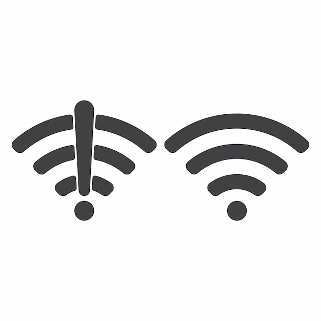 Draadloos wifi icoon teken plat ontwerp vector illustratie ingesteld op en geen wifi internet signaal symbolen