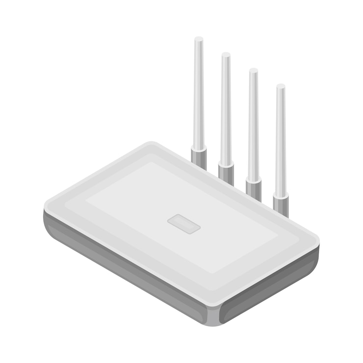 Vector draadloze router als smart city-apparaat en toegangspunt isometrische vectorillustratie